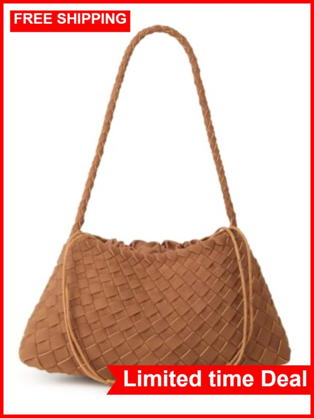 Slouchy Woven Hobo Bag Women Suede Shoulder Purses Tote Handbag